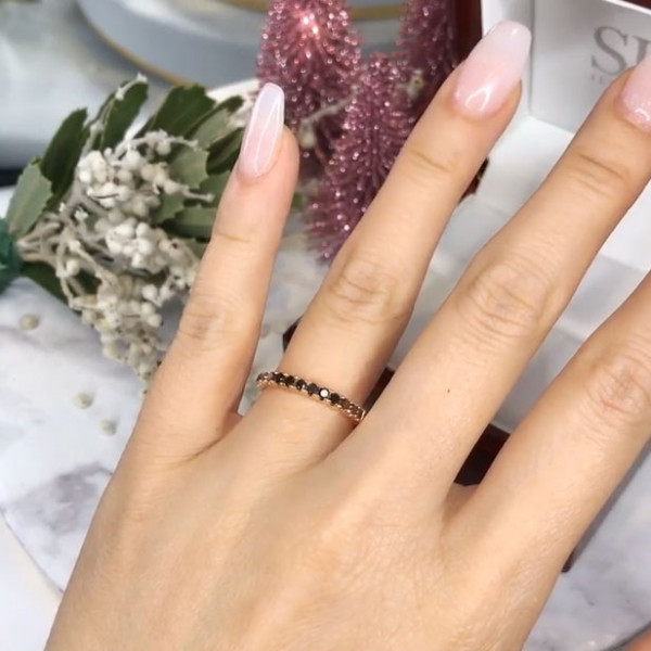 Handmade Black Diamond Eternity Band Anniversary Women's Wedding Band