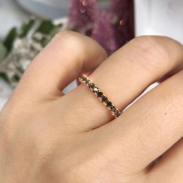 Handmade Black Diamond Eternity Band Anniversary Women's Wedding Band