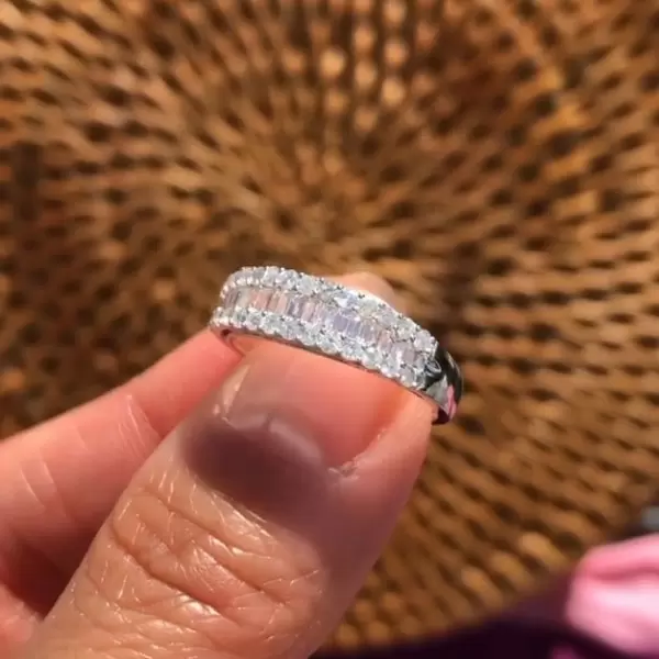 7ct Baguette Cut White Sapphire Wedding Band