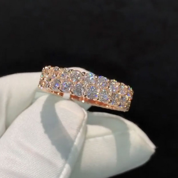 4.5ct Round Cut Double Row Eternity Band In Rose Gold