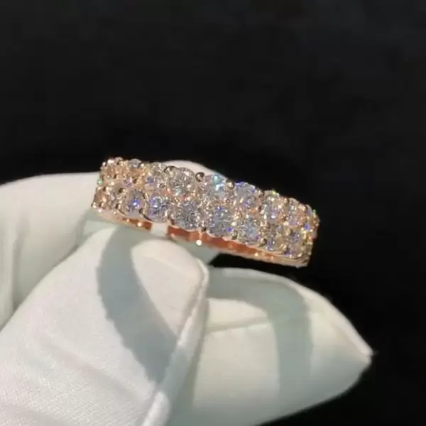 4.5ct Round Cut Double Row Eternity Band In Rose Gold