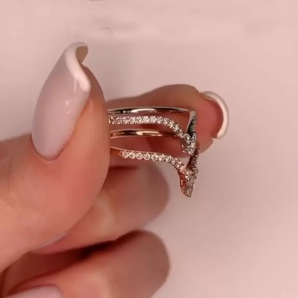 Handmade 1.65ct 2PCS Double Tone Eternity Anniversary Band