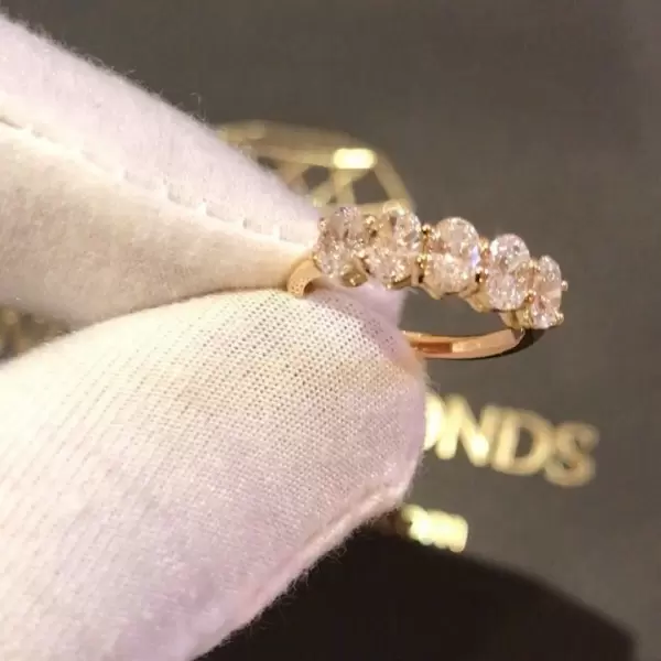 Handmade 1.25CT Five-stone Oval Cut Eternity Band Wedding Anniversary Ring