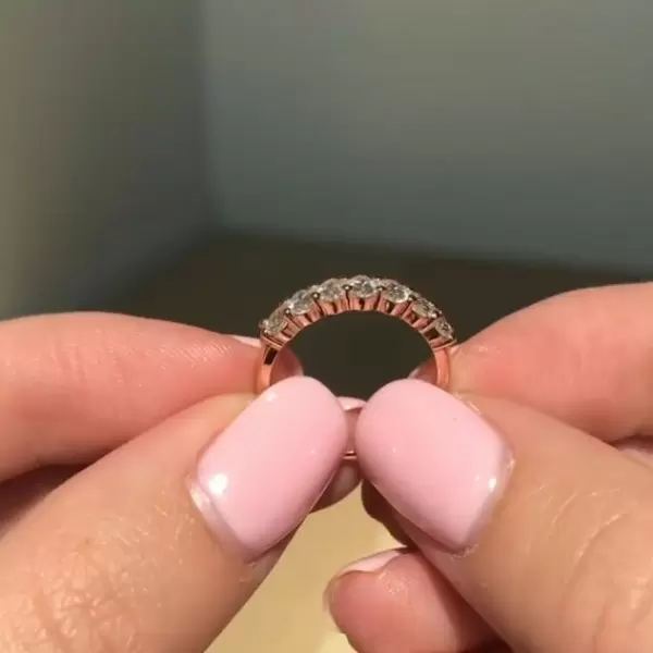 Handmade 0.7 CT Seven-stone Wedding Band in Rose Gold