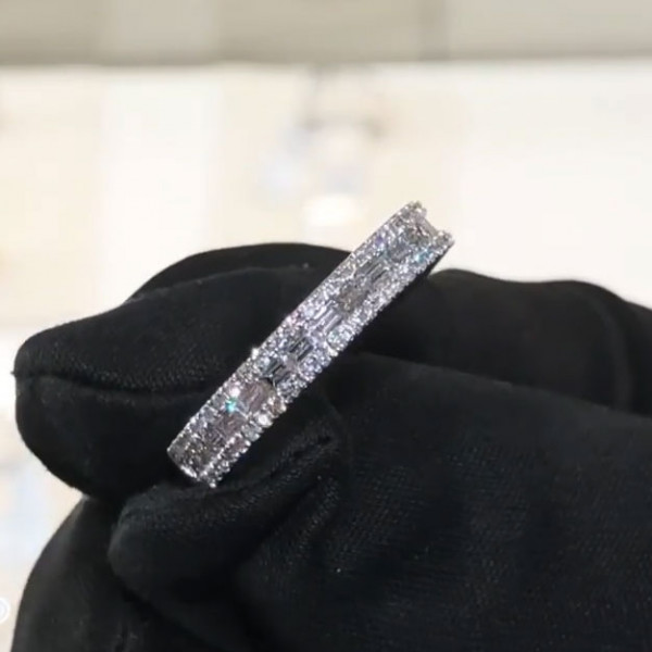 2.35ct Emerald Cut White Sapphire Eternity Band
