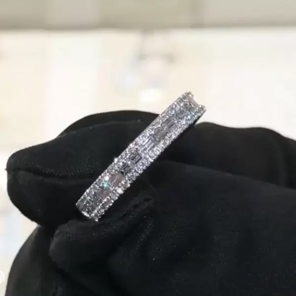 2.35ct Emerald Cut White Sapphire Eternity Band