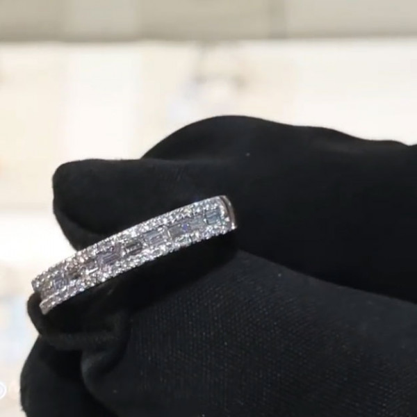 2.35ct Emerald Cut White Sapphire Eternity Band