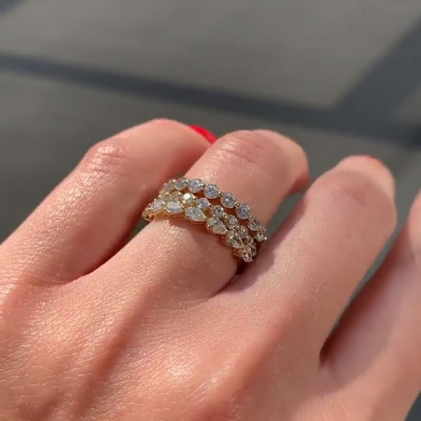 Handmade 3pcs Marquise&Round Cut Wedding Eternity Band