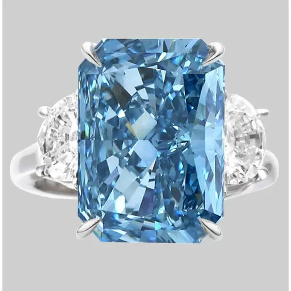 8.4ct Radiant Cut Aquamarine Three-stone Engagement Ring