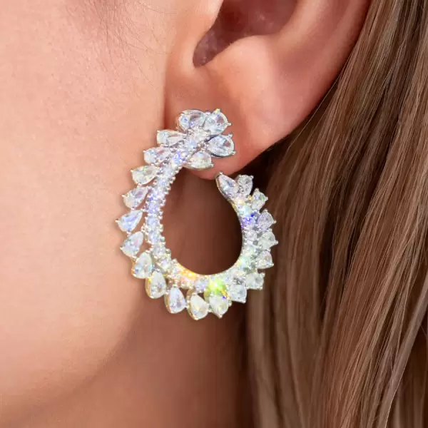 14ctw Pear Cut White Sapphire Drop Earrings