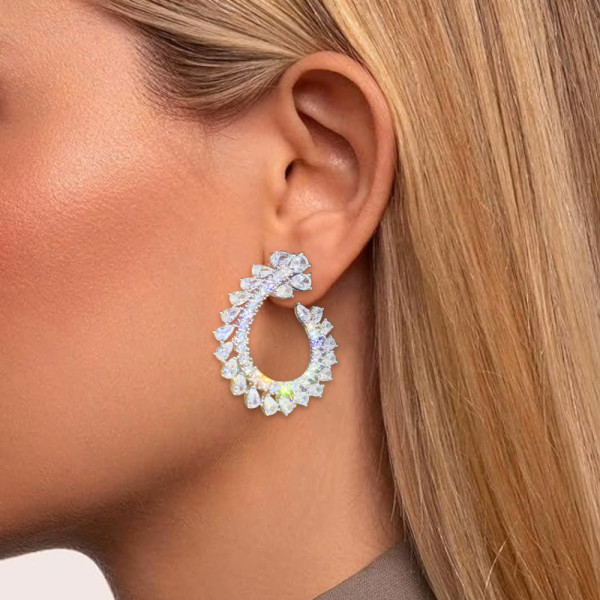 14ctw Pear Cut White Sapphire Drop Earrings