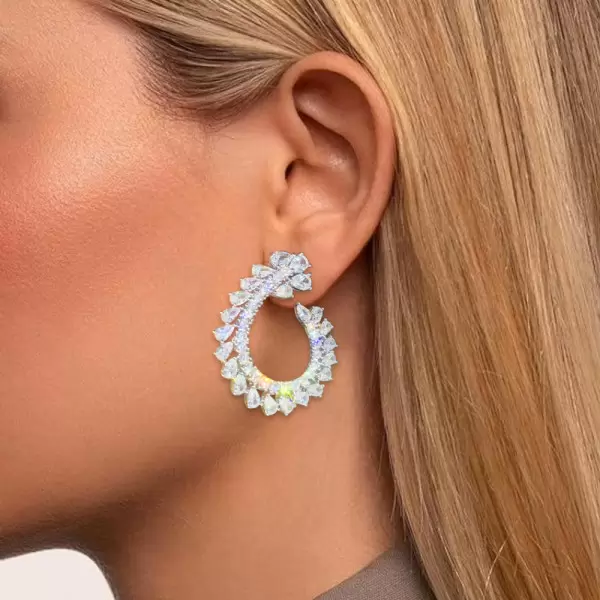 14ctw Pear Cut White Sapphire Drop Earrings