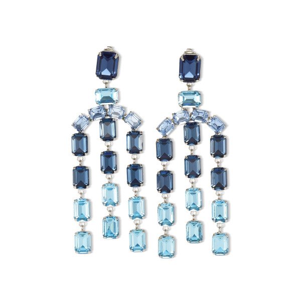 30ctw Emerald Cut Aquamarine Statement Chandelier Earrings
