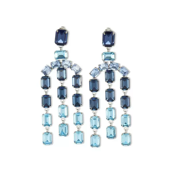 30ctw Emerald Cut Aquamarine Statement Chandelier Earrings