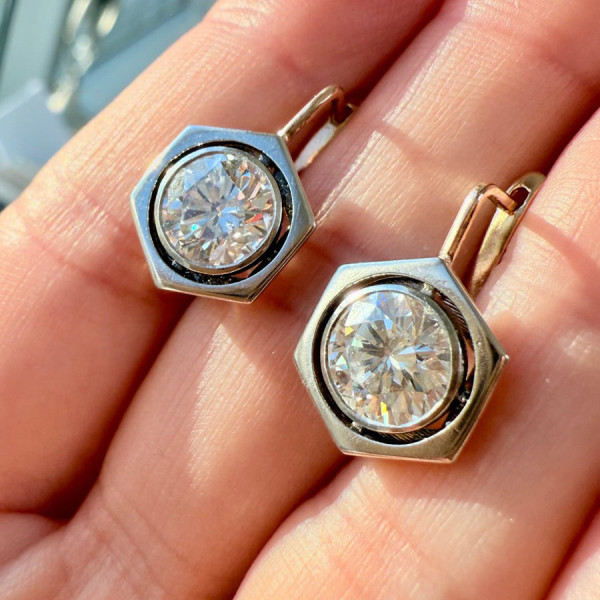 6ctw Round Cut Two Tone Vintage Drop Earrings