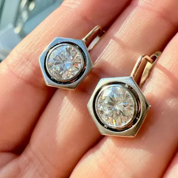 6ctw Round Cut Two Tone Vintage Drop Earrings