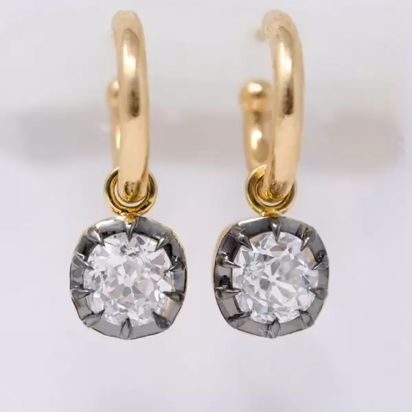 11ctw Cushion Cut Vintage Two Tone Drop Earrings