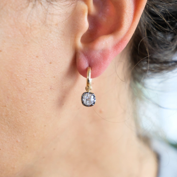 11ctw Cushion Cut Vintage Two Tone Drop Earrings