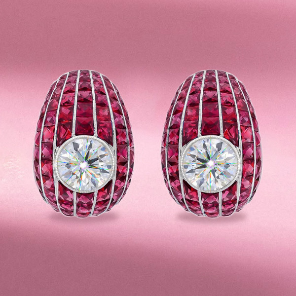 10ctw Invisibly Set Blue Sapphire Vintage Huggie Hoop Earrings