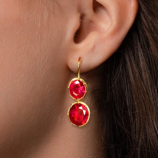 20ctw Oval Cut Ruby Vintage Drop Earrings