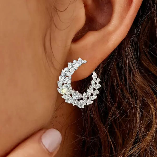 12.75ct Marquise Cut White Sapphire Hoop Earrings 