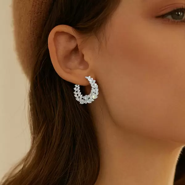 12.75ct Marquise Cut White Sapphire Hoop Earrings 