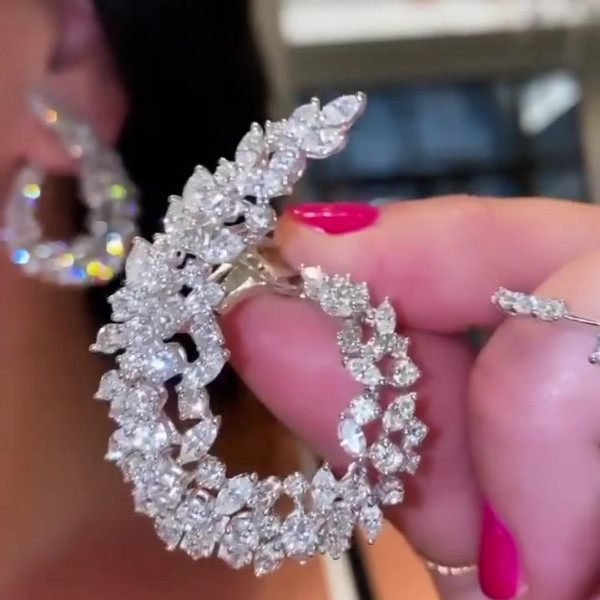 Luxury Angel Wings Marquise & Round Cut Earrings for Women