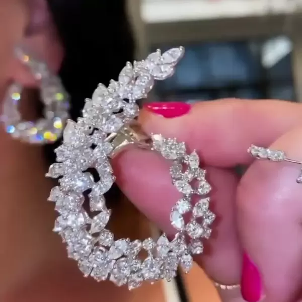 Luxury Angel Wings Marquise & Round Cut Earrings for Women