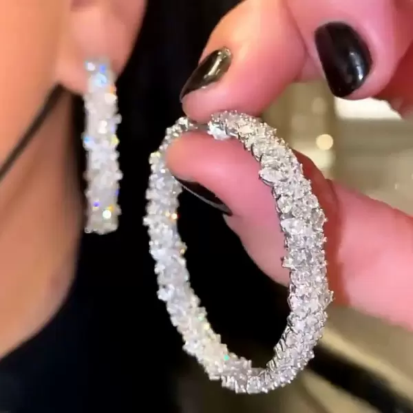 12.7ctw Multi-Cut White Sapphire Hoop Earrings