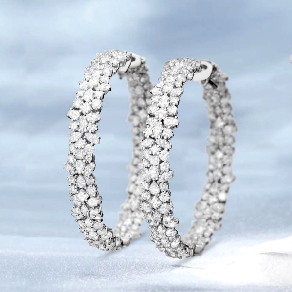 12.7ctw Multi-Cut White Sapphire Hoop Earrings