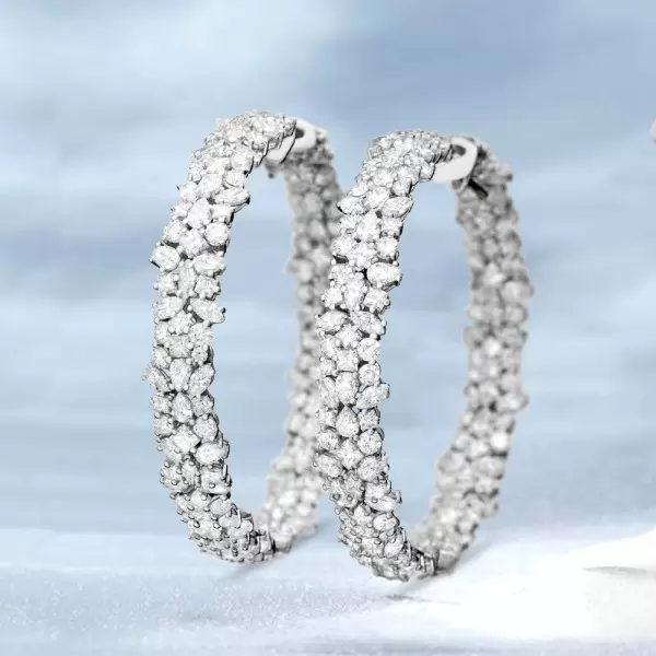 12.7ctw Multi-Cut White Sapphire Hoop Earrings