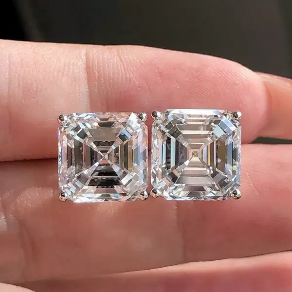 11ctw Asscher Cut White Sapphire Classic Stud Earrings