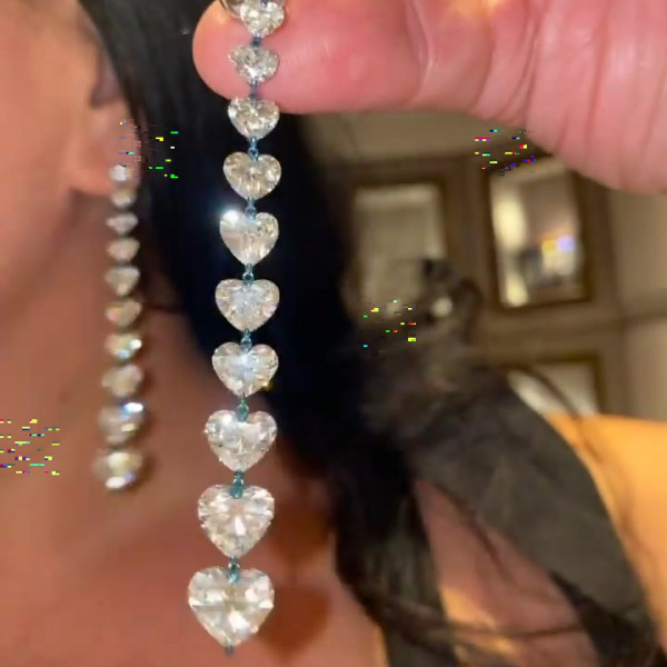 Heart Cut White Sapphire Drop Earrings