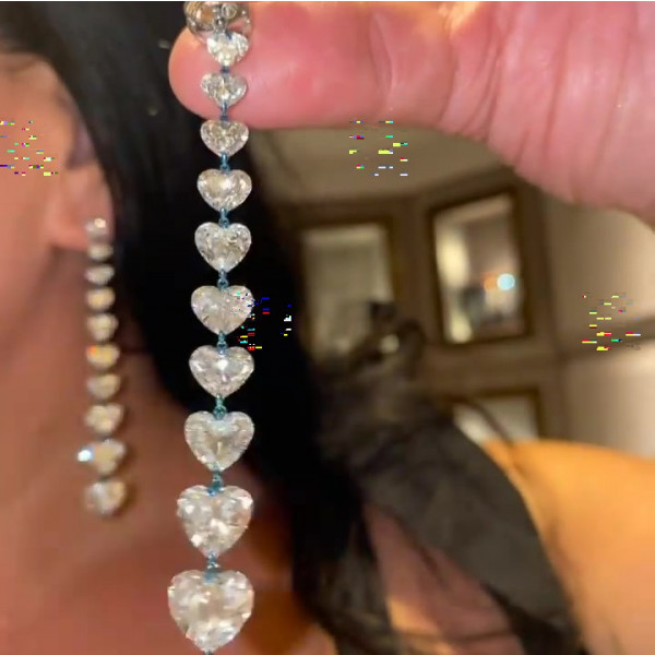 Heart Cut White Sapphire Drop Earrings