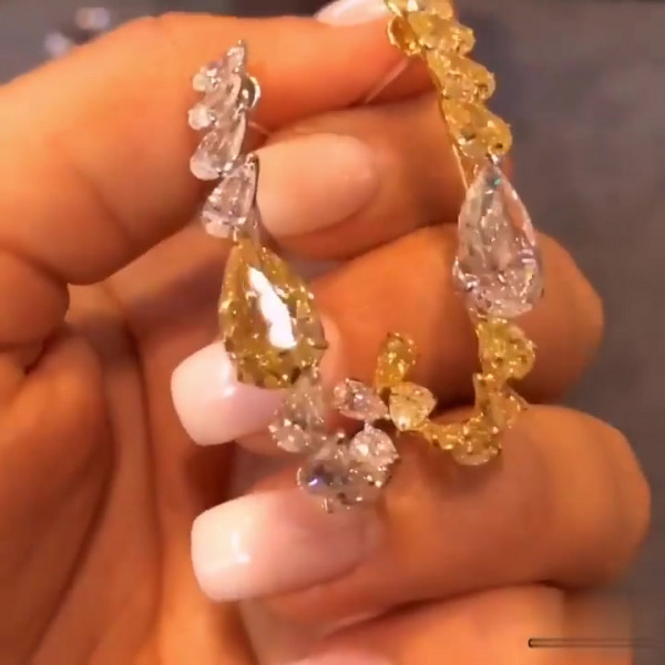 7.5ctw Pear Cut Half Hoop Earrings