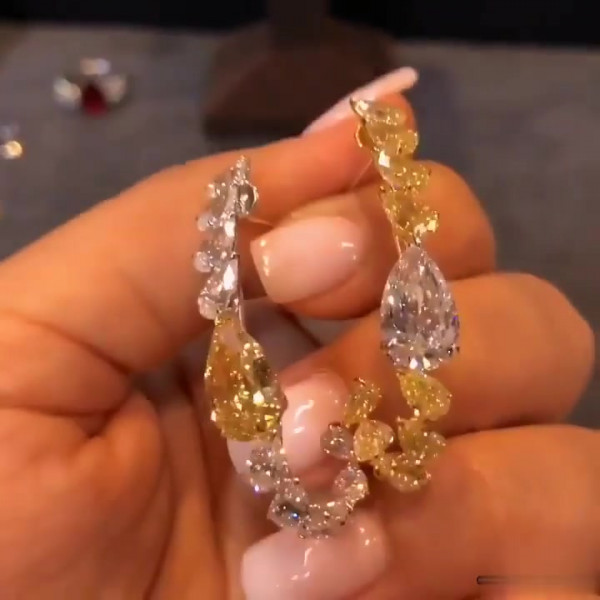 7.5ctw Pear Cut Half Hoop Earrings
