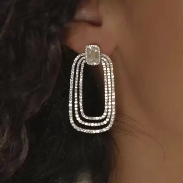 Cushion Cut White Sapphire Hoop Earrings