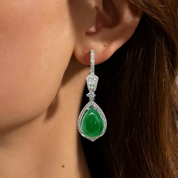 12ctw Pear-shaped Jade Drop Earrings