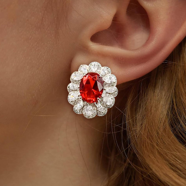4.35ctw Oval Cut Ruby Stud Earrings
