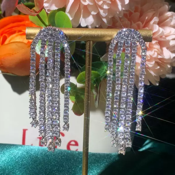 24ctw Round Cut White Sapphire Classic Chandelier Earrings