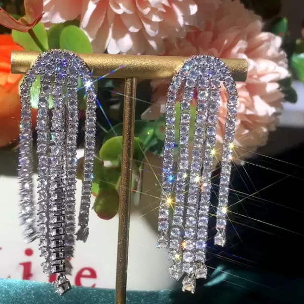 24ctw Round Cut White Sapphire Classic Chandelier Earrings