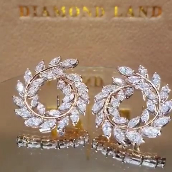 Marquise Cut White Sapphire Hoop Earrings