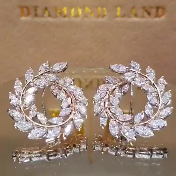 Marquise Cut White Sapphire Hoop Earrings