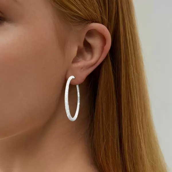 3.75ct Round Cut White Sapphire Micro-paved Hoop Earrings