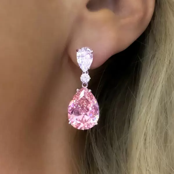 9ctw Pear Cut Aquamarine and Pink Sapphire Mismatched Earrings