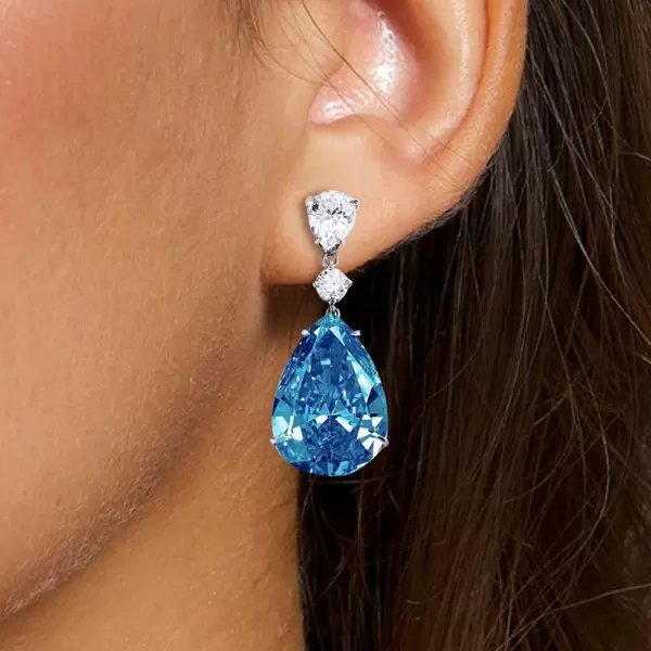 9ctw Pear Cut Aquamarine and Pink Sapphire Mismatched Earrings