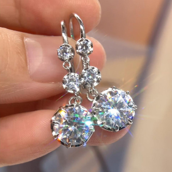 6ctw Round Cut Art-deco Drop Earrings