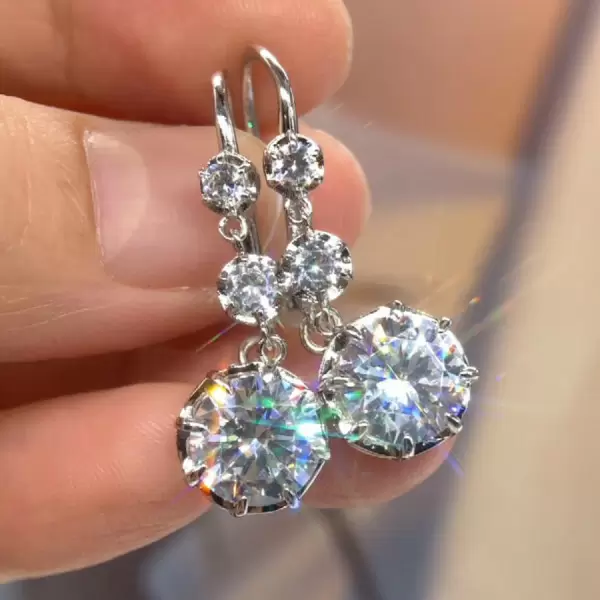 6ctw Round Cut Art-deco Drop Earrings
