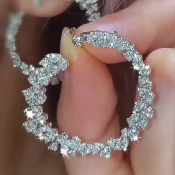 13.75ct Pear Cut White Sapphire Hoop Earrings