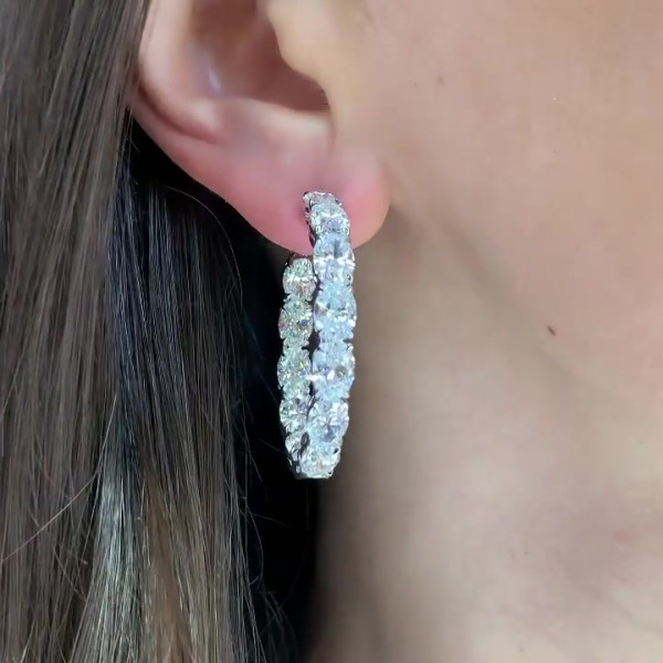 23ctw Oval Cut White Sapphire Hoop Earrings